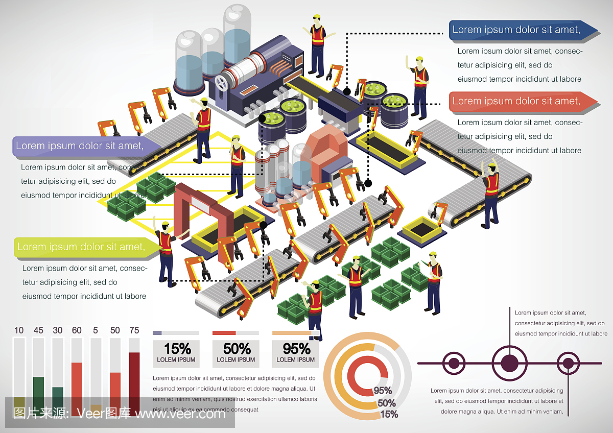 說明信息圖形工廠設備的概念